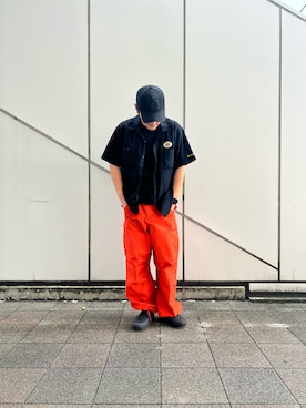 「アイテム（パンツ、オレンジ系）」を使った、りょーさん（メンズ・178cm）の夏コーディネート
