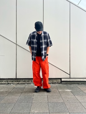 「アイテム（パンツ、オレンジ系）」を使った、りょーさん（メンズ・178cm）の夏コーディネート