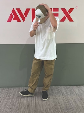 「AVIREX（アヴィレックス）のアイテム（オールインワン・サロペット）」を使った、りょーさん（メンズ・178cm）の夏コーディネート
