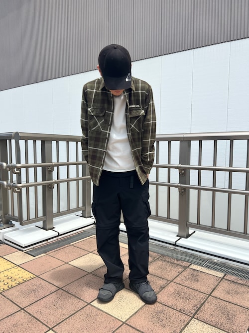 《直営店限定》COTTON WIDE CHECK EMB SHIRTS USAF/コットンワイドチェック刺繍シャツ