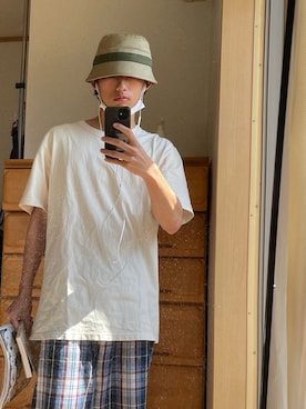 「COMFORTABLE REASON（コンフォータブルリーズン）のアイテム（帽子）」を使った、ワカヤマさん（メンズ・175cm）の春コーディネート