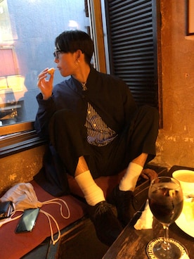 「RYO TAKASHIMA（リョウタカシマ）のアイテム（トップス）」を使った、ワカヤマさん（メンズ・175cm）の春コーディネート