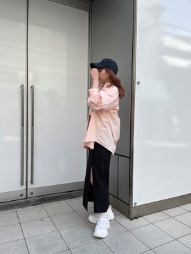 「one after another NICE CLAUP（ワンアフターアナザーナイスクラップ）のアイテム（キャップ）」を使った、momokaさん（レディース・161cm）の春コーディネート