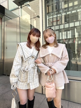 「one after another NICE CLAUP（ワンアフターアナザーナイスクラップ）のアイテム（その他アウター）」を使った、momokaさん（レディース・160cm）の冬コーディネート