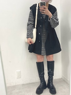 「one after another NICE CLAUP（ワンアフターアナザーナイスクラップ）のアイテム（マウンテンパーカー）」を使った、くぼちゃんさん（レディース・152cm）の冬コーディネート