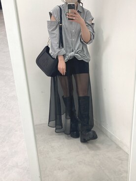 「シャツワンピ」｜くぼちゃんさん（レディース・152cm）の春コーディネート