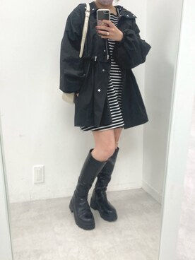 「one after another NICE CLAUP（ワンアフターアナザーナイスクラップ）のアイテム（マウンテンパーカー）」を使った、くぼちゃんさん（レディース・152cm）の冬コーディネート