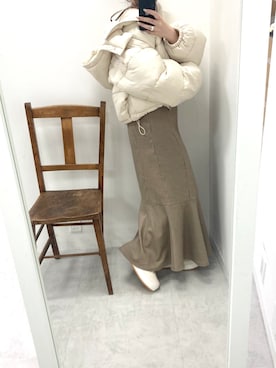 「one after another NICE CLAUP（ワンアフターアナザーナイスクラップ）のアイテム（ダウンジャケット/コート）」を使った、くぼちゃんさん（レディース・152cm）の夏コーディネート