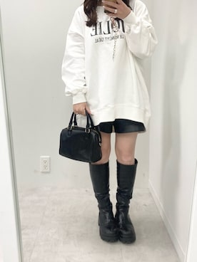 「one after another NICE CLAUP（ワンアフターアナザーナイスクラップ）のアイテム（スウェット）」を使った、くぼちゃんさん（レディース・152cm）の春コーディネート