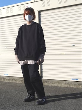 「ストリート女子」｜「アイテム（スウェット）」を使った、mogugonさん（レディース・158cm）の冬コーディネート