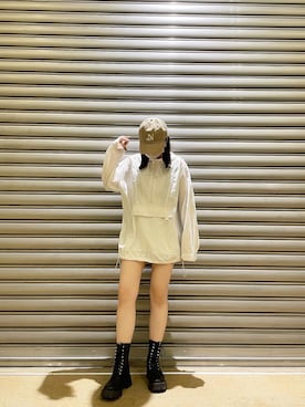 「ナイロンパーカー」｜「アイテム（ブーツ）」を使った、mahoさん（レディース・163cm）の夏コーディネート