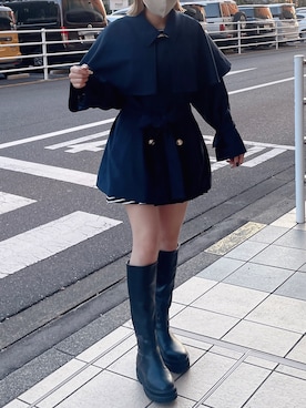 「ケープコート」｜「アイテム（トレンチコート）」を使った、mahoさん（レディース・163cm）の冬コーディネート
