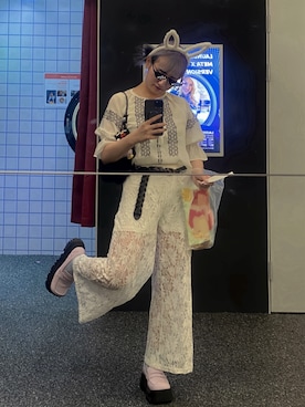「LA BELLE ETUDE（ラベルエチュード）のアイテム（パンツ）」を使った、マミムメモモカさん（レディース・160cm）の夏コーディネート