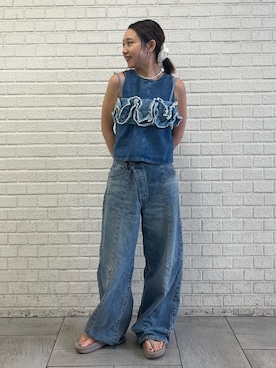 「Ungrid（アングリッド）のアイテム」を使った、濱本凪沙さん（レディース・154cm）の夏コーディネート