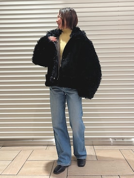 「Ungrid（アングリッド）のアイテム（ムートンコート）」を使った、濱本凪沙さん（レディース・154cm）の秋コーディネート