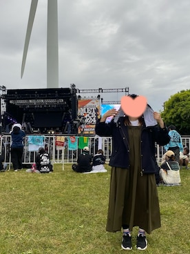 「FREAK'S STORE（フリークスストア）のTHOUSAND MILE × FREAK'S STORE/サウザンドマイル ギャザーシャーリング ベルトワンピース/キャミソールワンピース（ワンピース、グリーン系）」を使った、hapichoco🌼さん（レディース・154cm）の春コーディネート
