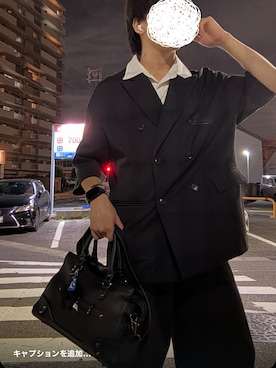 clel バックブラッシュドTR ダブルブレスト半袖テーラードジャケット