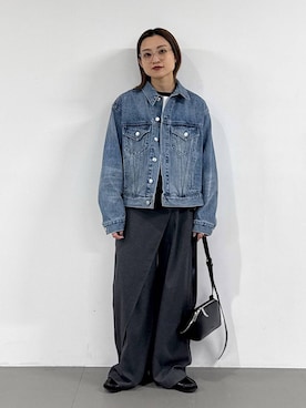 「メガネ」｜「アイテム（デニムジャケット）」を使った、ゆうなさん（レディース・156cm）の秋コーディネート