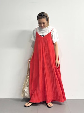 「バッグ」｜「アイテム（ワンピース/ドレス）」を使った、ゆうなさん（レディース・156cm）の夏コーディネート