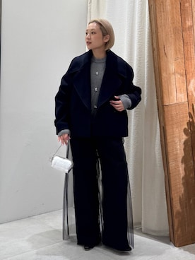 「体型カバー」｜「アイテム（ピーコート）」を使った、ゆうなさん（レディース・156cm）の冬コーディネート