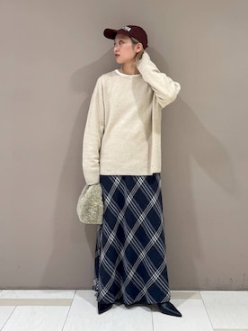 「BABYLONE（バビロン）のシアーフライスプルオーバー（Tシャツ/カットソー）」を使った、ゆうなさん（レディース・156cm）の秋コーディネート