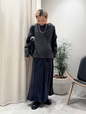 「BABYLONE（バビロン）のサイドゴアレザーブーツ（ブーツ）」を使った、ゆうなさん（レディース・156cm）の秋コーディネート