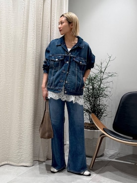 「アイテム（デニムジャケット）」を使った、ゆうなさん（レディース・156cm・30代）の冬コーディネート