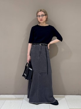 「BABYLONE（バビロン）のカツラギロングスカート（スカート）」を使った、ゆうなさん（レディース・156cm）の夏コーディネート