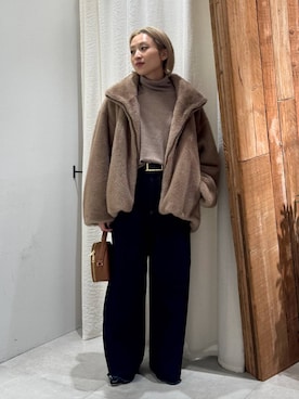 「BABYLONE（バビロン）のハイネックポンチョニット（ニット/セーター）」を使った、ゆうなさん（レディース・156cm）の秋コーディネート