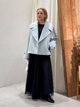 「体型カバー」｜「アイテム（ピーコート）」を使った、ゆうなさん（レディース・156cm）の冬コーディネート