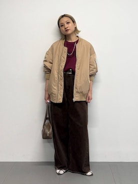 「アイテム（MA-1）」を使った、ゆうなさん（レディース・156cm・20代）の秋コーディネート