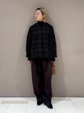 「アイテム（ノーカラージャケット）」を使った、ゆうなさん（レディース・156cm）の秋コーディネート