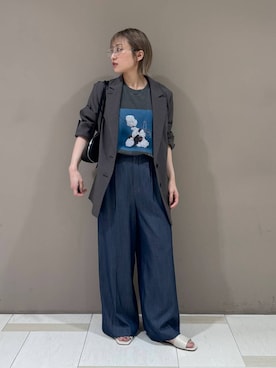 「ADD CULUMN（アドカラム）の【ADD CULUMN】FIGRE BOSTON S（ハンドバッグ、ブラック系）」を使った、ゆうなさん（レディース・156cm）の春コーディネート