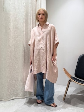 「upperhights（アッパーハイツ）の【upper hights】＜別注＞THE LAZY NIECE NAG（デニムパンツ、ブルー系）」を使った、ゆうなさん（レディース・156cm）の春コーディネート