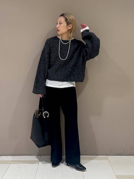 「BABYLONE（バビロン）のシアーフライスプルオーバー（Tシャツ/カットソー）」を使った、ゆうなさん（レディース・156cm）の秋コーディネート