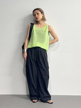 「アイテム（タンクトップ、グリーン系）」を使った、ゆうなさん（レディース・156cm）の夏コーディネート