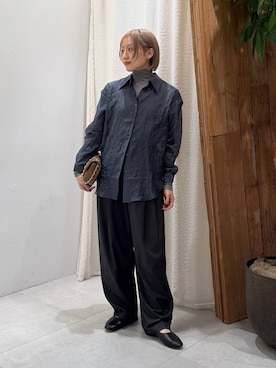 「le（ル）の【LE】ウールタートルネック（ニット/セーター、グレー系）」を使った、ゆうなさん（レディース・156cm）の秋コーディネート