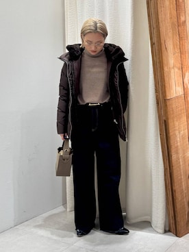 「BABYLONE（バビロン）のハイネックポンチョニット（ニット/セーター）」を使った、ゆうなさん（レディース・156cm）の秋コーディネート