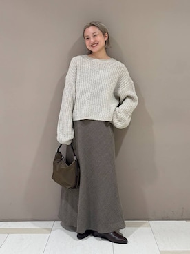 「BABYLONE（バビロン）のカラーネップニット（ニット/セーター）」を使った、ゆうなさん（レディース・156cm）の秋コーディネート