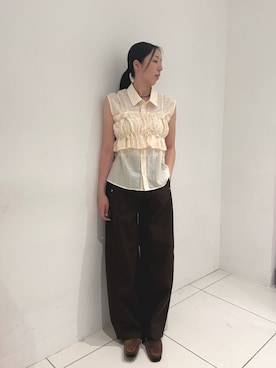 「SENSE OF PLACE by URBAN RESEARCH(センスオブプレイスバイアーバンリサーチ)のビスチェセットノースリーブシャツ(シャツ/ブラウス、ホワイト系)」を使った、sawaさん(レディース・168cm)の夏コーディネート
