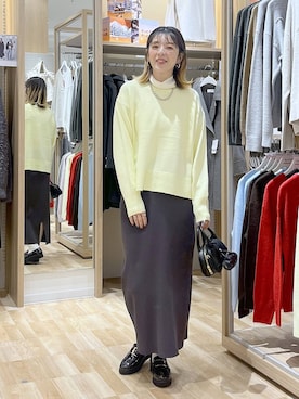 「ハグミーニット_GLOBALWORK」｜はってぃーさん（レディース・168cm）の冬コーディネート