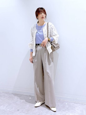 「GLOBAL WORK（グローバルワーク）のやさしソールVカットパンプス/1023336（パンプス、ベージュ系）」を使った、はってぃーさん（レディース・168cm）の秋コーディネート