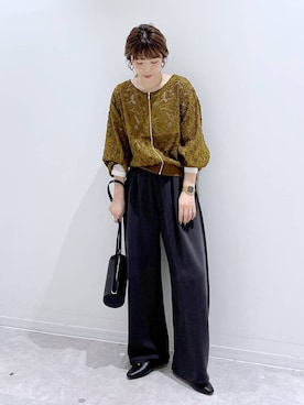 「GLOBAL WORK（グローバルワーク）のやさしソールVカットパンプス/1023336（パンプス、ブラック系）」を使った、はってぃーさん（レディース・168cm）の秋コーディネート