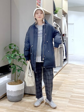 「GLOBAL WORK（グローバルワーク）のあったかウツクシルエットテーパードパンツ/575203（その他パンツ）」を使った、はってぃーさん（レディース・168cm）の冬コーディネート