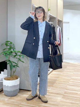 「GLOBAL WORK（グローバルワーク）のアイテム（テーラードジャケット）」を使った、はってぃーさん（レディース・168cm）の秋コーディネート