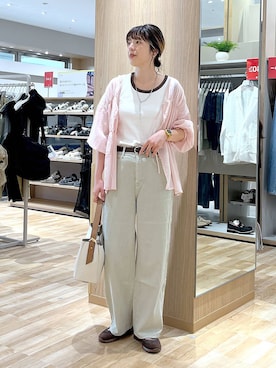 「GLOBAL WORK（グローバルワーク）のGOODデニムバギーパンツ/498388（デニムパンツ）」を使った、はってぃーさん（レディース・168cm）の秋コーディネート