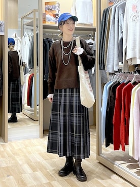 「おでかけ」｜「アイテム（帽子）」を使った、はってぃーさん（レディース・168cm）の冬コーディネート