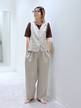 「アイテム（アクセサリー、イエロー系）」を使った、はってぃーさん（レディース・168cm）の夏コーディネート