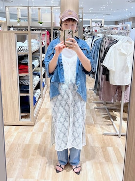 「LEPSIM（レプシィム）の【NEW ERA】ウォッシュ加工キャップ　136173（キャップ）」を使った、はってぃーさん（レディース・168cm）の夏コーディネート