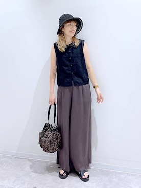 「GLOBAL WORK（グローバルワーク）のステンレスシンプルチェーンショートネックレス/612453（ネックレス、シルバー系）」を使った、はってぃーさん（レディース・168cm）の夏コーディネート